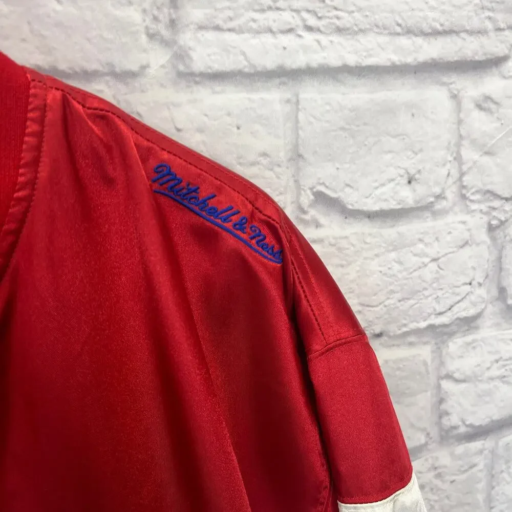Hardwood Classics Mitchell & Ness Jacket Red White Blue Size XL Satin Pistons